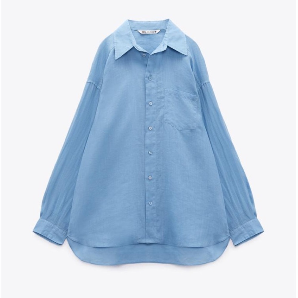 Zara oversize linen blend button up